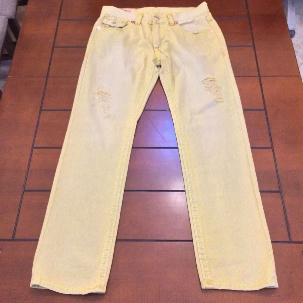 True Religion yellow wash jeans 36